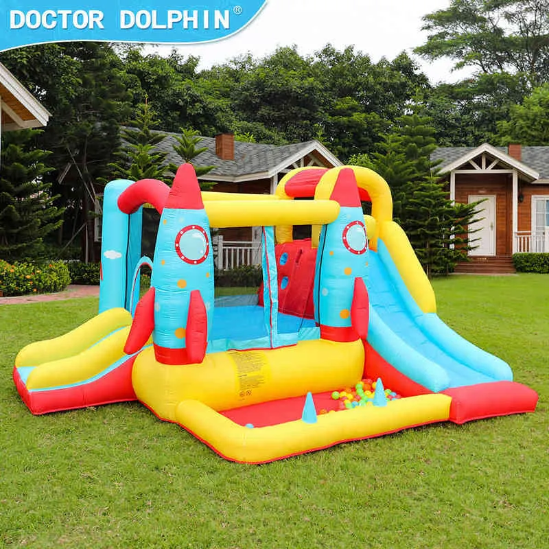 Doktor Delphin Kinder aufblasbares Bounce House mit Rutsche Mini neu