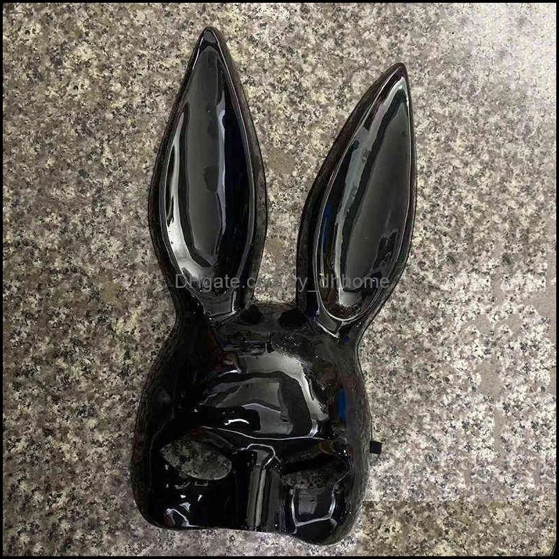 pvc easter bunny girl mask black sexy rabbit ear white cute bunnies long ears bondage masks halloween masquerade party cosplay costume prop