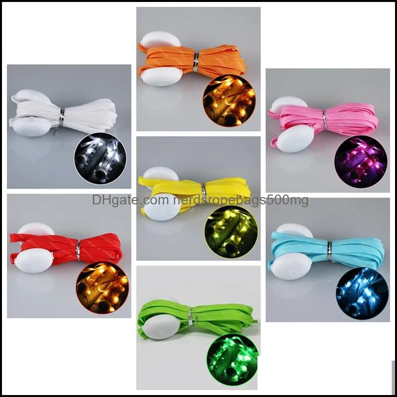 LED Flash Shoelaces Light Up Glow Night Luminous Shoe Laces Party Favor Hip-hop Dancing Cycling Hiking Skating 3 Modes 7 Colors Flashing Shoestrings