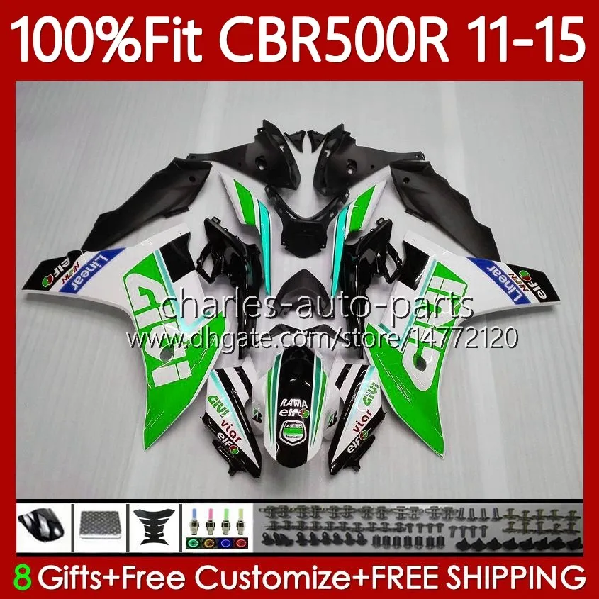 White green Injection mold Fairings For HONDA CBR 500 R CC 500R RR CBR500R 11 12 13 14 15 Body 126No.34 CBR500RR 2011 2012 2013 2014 2015 CBR500 RR 11-15 OEM Bodywork Kit