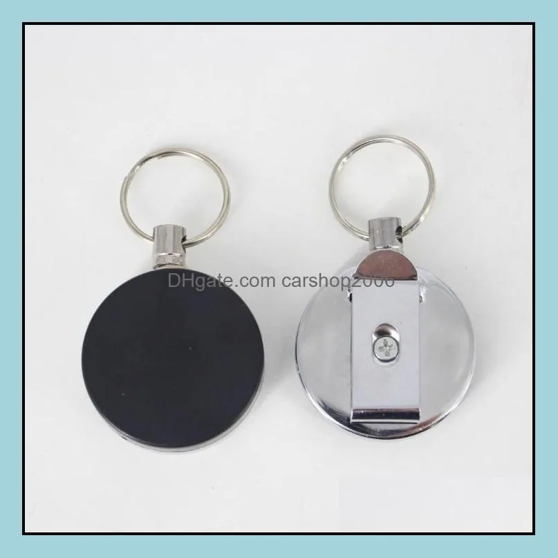 retractable metal card badge holder steel recoil ring belt clip pull key chain search  metal buckle gift sn3095