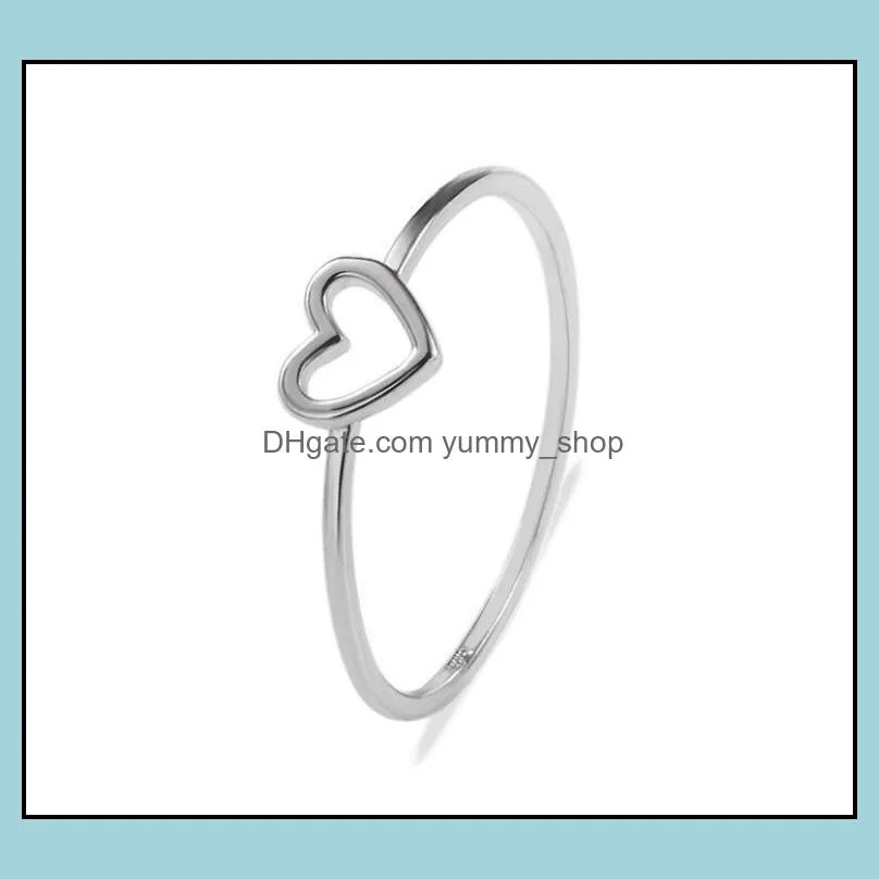 Simple Hollow Heart Band Rings For Women Couple Wedding Promise Infinity Eternity Love Jewelry wholesale 2 colors