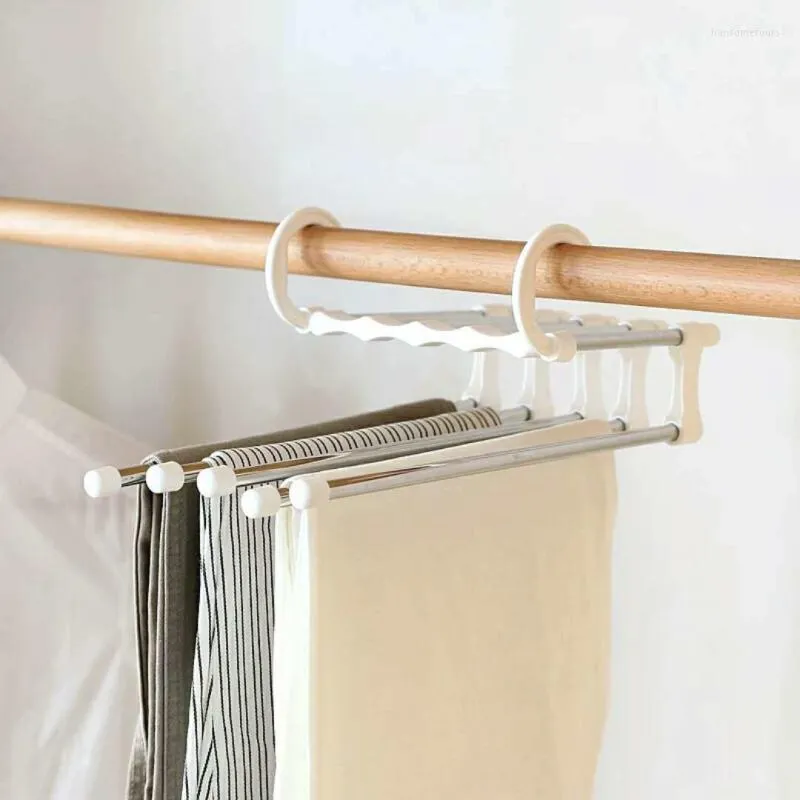 Hangers & Racks Stainless Steel 5 In 1 Clothes Hanger Multi-function Pants Belt Scarf Neckties Closet Space Saver Storage Organizer