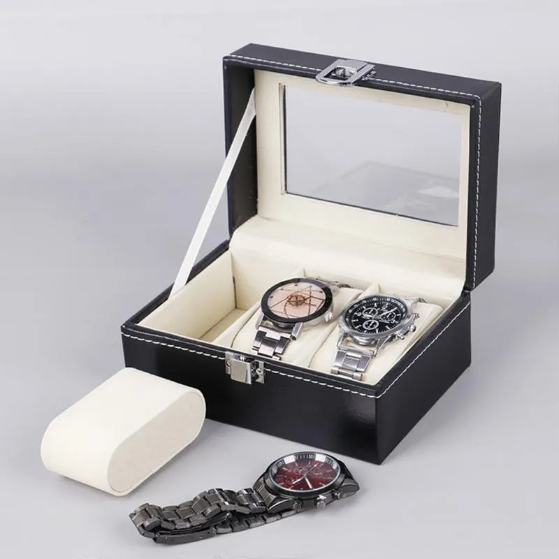 Boîte de montre en cuir, boîtier de rangement de bijoux, organisateur d'emballage 2 3 4 5 6 8 10 grilles d'affichage 220617