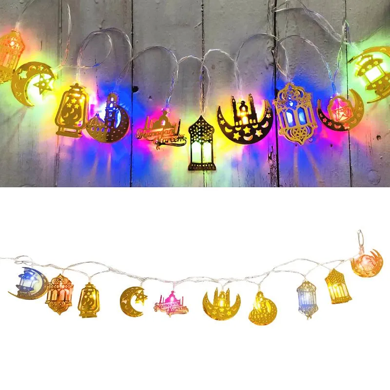 Strängar Eid al-Fitr Dekorativ 5-spetsig stjärnsträng Ljus Ramadan Muslim LED Lampled Stringsled
