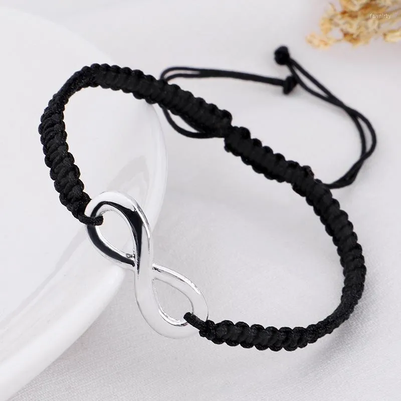 Länkkedja handgjorda svart/vitt rep flätar armband armband för kvinnor män charm justerbar manschett smycken gåva fawn22