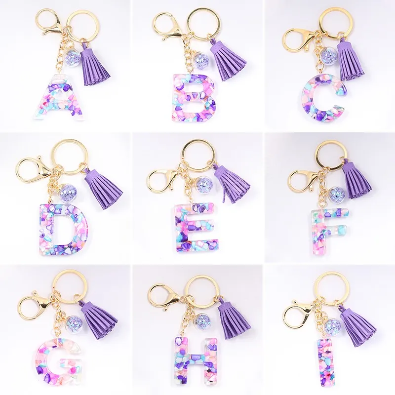 Mode gland porte-clés pour femmes bijoux A-Z lettres porte-clés initiale résine sac à main pendentif mignon créatif porte-clés accessoires