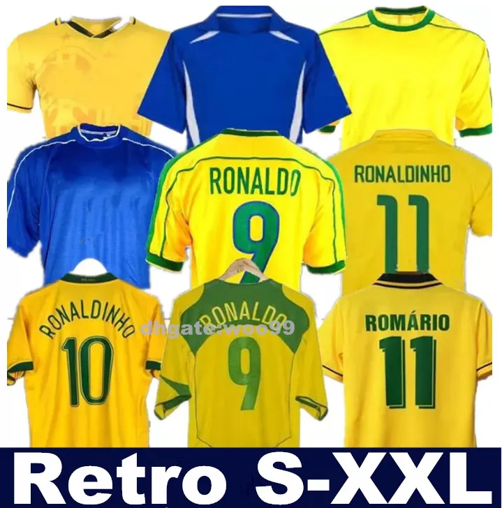 Retro Brasils 1994 1988 1998 2000 2002 2004 2006 Soccer Jerseys Romario Ronaldinho Rivaldo Kaka 94 98 00 02 06 Brazils Football Shirt