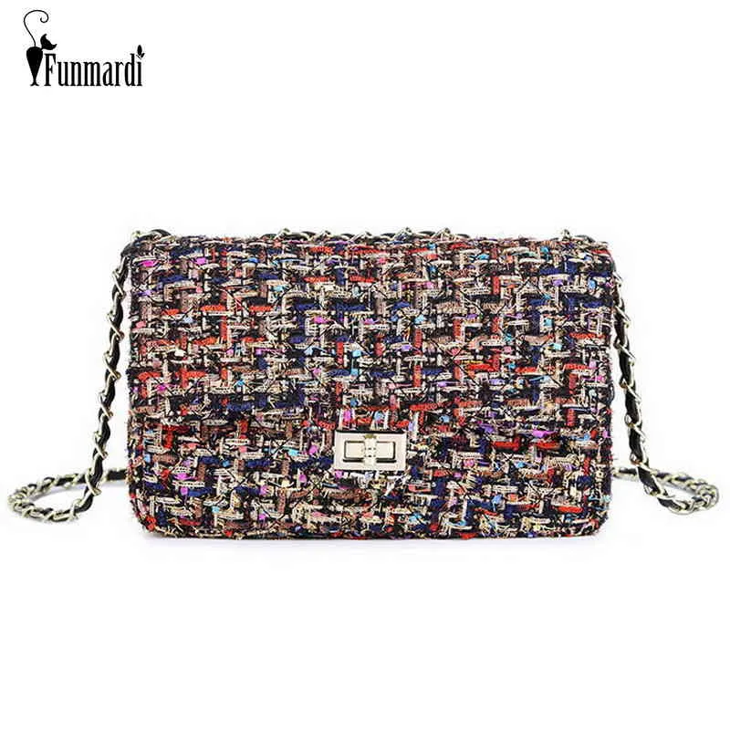 FunMardi Luxury Woolen Crossbody per il marchio della catena delle spalle Women trapunted Lady Small Bag Female WLHB1805