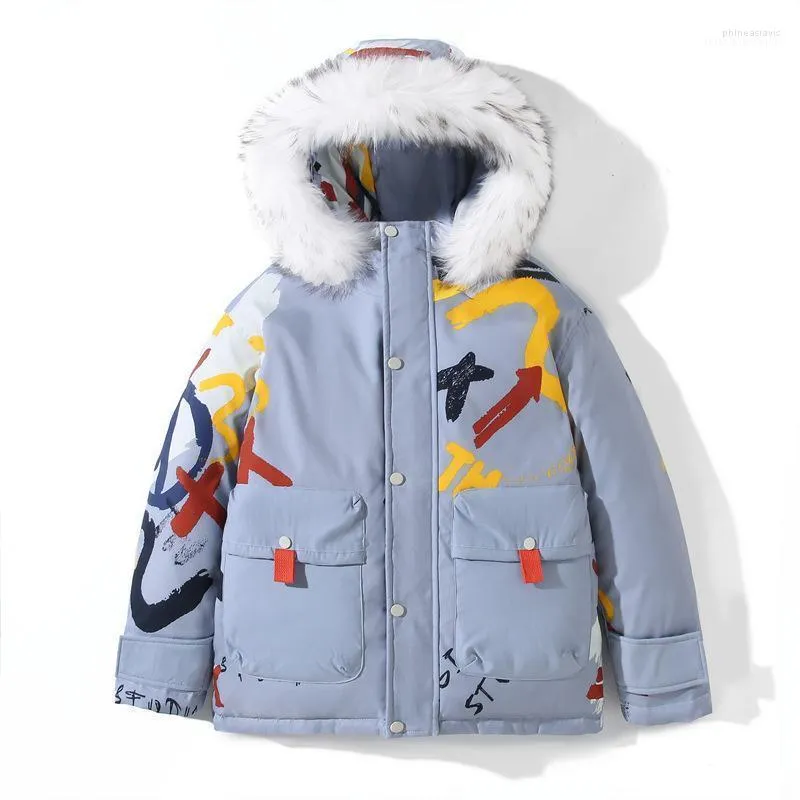Męskie Parkas duże kurtki męskie kurtki zimowe moda ciepłe futra kaczki kieszenie grube śnieg 4xl phin22
