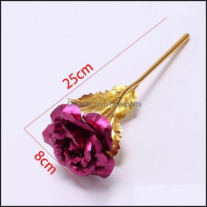 24K Golds Foil Rose Gold Plated Valentines Day Gift Single Roses Tenacity Flower Multi Color Lovers Couple 1 4ad O2