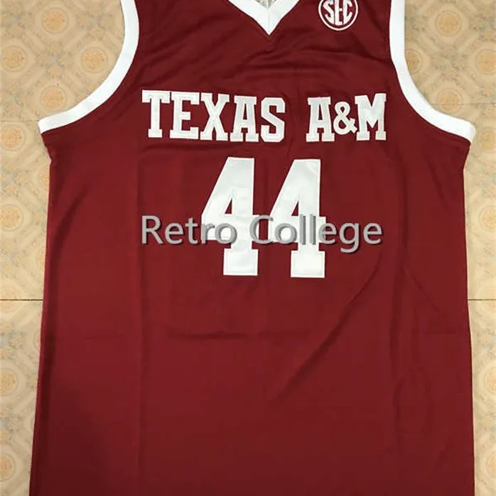 SJZL98 # 44 Robert Williams Texas Tech College Retro Thracking Haftowane hafty Koszulki Koszykówka Dostosuj dowolny numer i nazwę