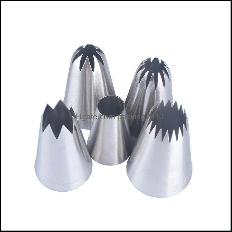 5pcs/set reusable russian icing piping pastry nozzles tips cream pastry cakes decoration set stainless steel nozzles cake tools