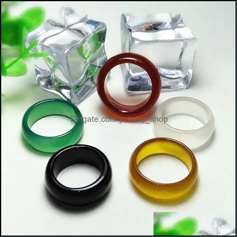 jade band rings 8-9mm different color agate finger ring for women men fashion jewelry wholesale 0927wh