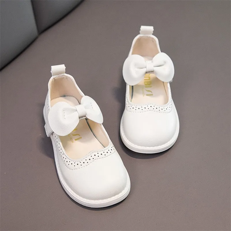 Wiosenna jesień Dzieci Baby Bowknot Princess Skórzowe buty dla dzieci dziewczyn 220608