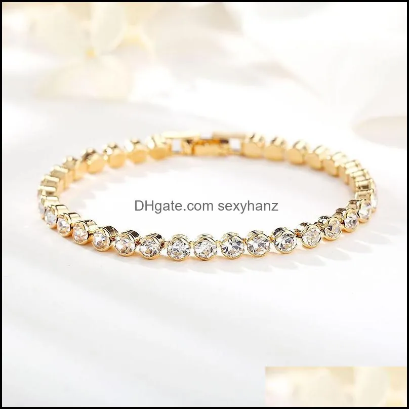 Retro Extravagance Designer All-Match Charm Bracelets Fashion Multicolor Inlaid Crystal Bracelet Shiny Full Diamond Simple Gold Temperament Wrist Jewelry