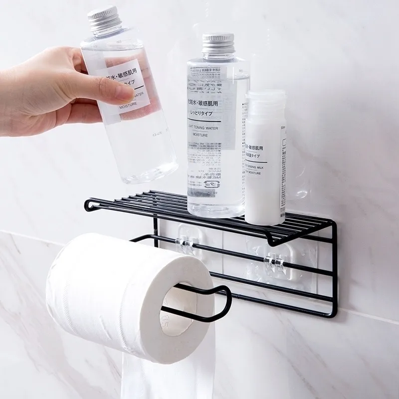 Meyjig badkamer s opslagrek make -up cosmetische plank ijzer toilet roll papieren houder keukengereedschappen organisator y200407