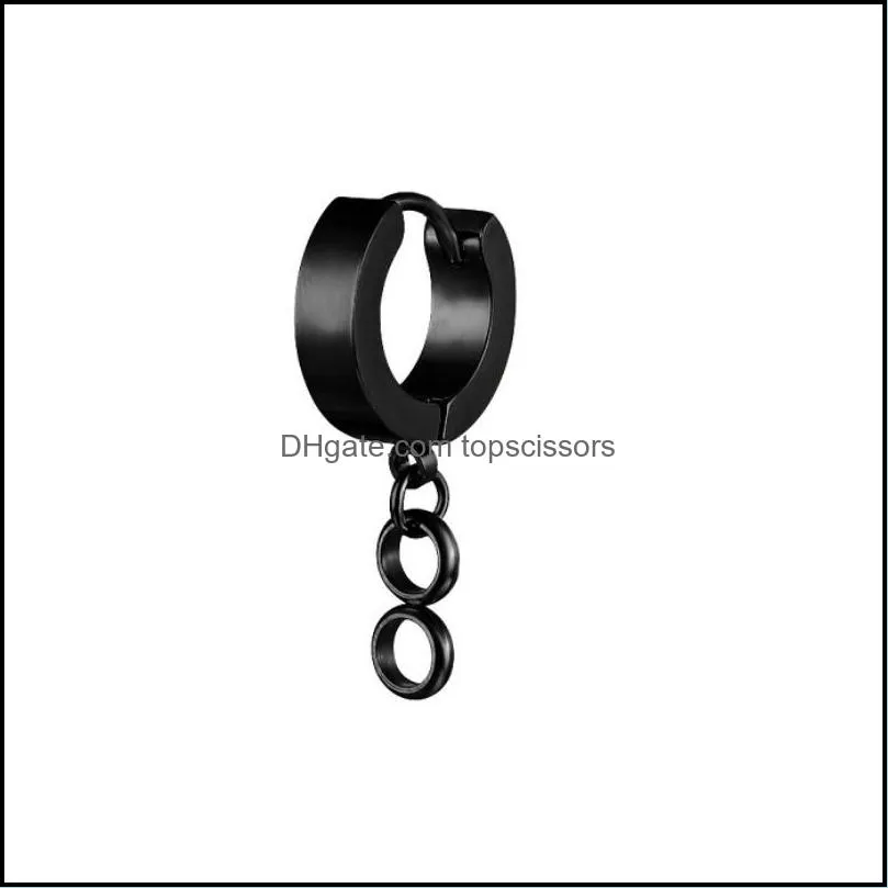 titanium steel body piercing jewelry dangle chain earring hoops korean punk hoop earrings with chains pendant