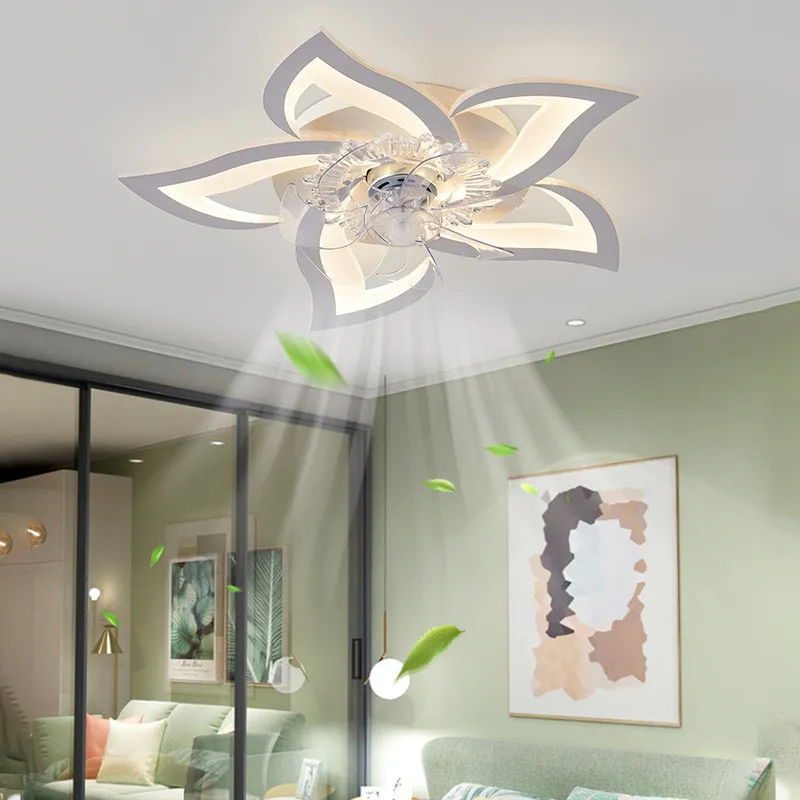 Modernt takfläkt med LED -ljus för vardagsrum sovrumsmat - multipoint ventilador tak fans belysning - elegant och energieffektiv