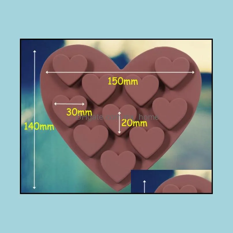 10 cavity Love silicone Mold Heart Cake Candy Chocolate Decorating Ice Cube Tray Makers