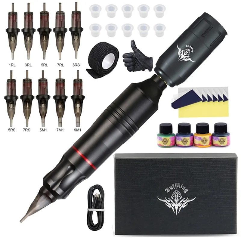 Tattoo Kit Professional Machine Rotary Pen مع إبر خرطوشة مكياج دائمة للمبتدئين 220624