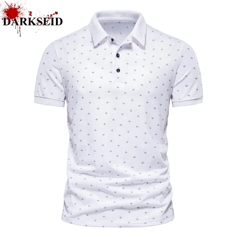 Herrfartyg Ankare tryckt Polo T-shirt Fashion Casual Breattable T-shirt Business Office Polo Shirt 220716