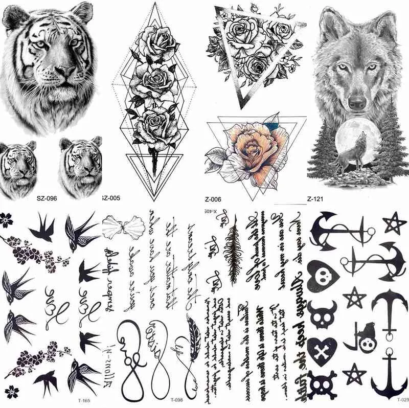 NXY Temporary Tattoo Sexy Feather Words Black Letter Girl Finger Body Arm Art Drawings Sticker Men Makeup Hand Tatoo Children 0330