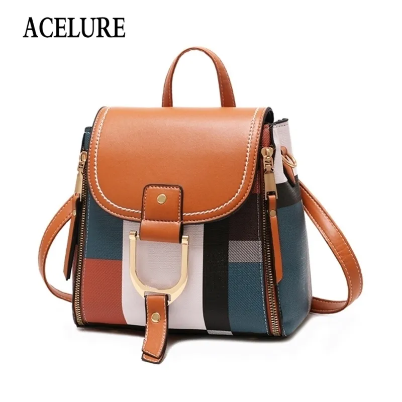 ACELURE Designer Women Leather Backpacks Female School BagS for Teenager Girls Travel Back Bag Retro Bagpack Sac A Dos Y201224