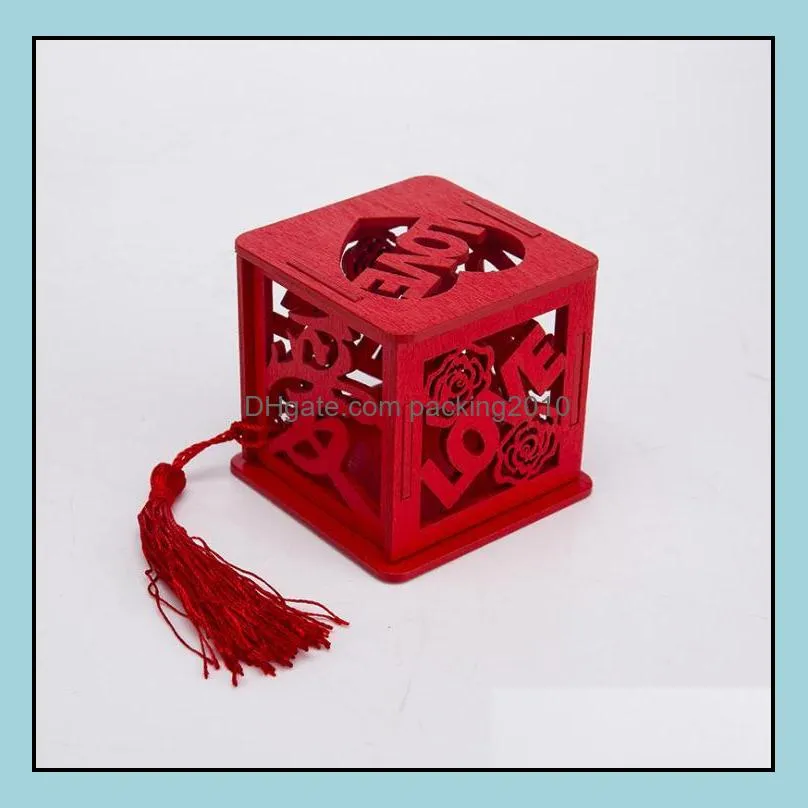 chinese style vintage novelty red square wooden love wedding candy boxes gift party favors sugar supply sn1012