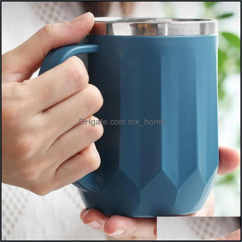 mugs 400ml creative double layer water cup coffee milk insulated mug with lid