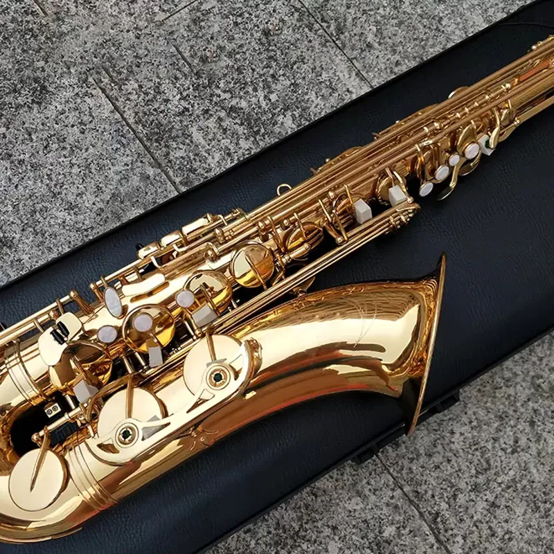 Gold New YTS-875EX Modelo B-Flat Profissional Tenor Saxofone Jazz Instrumento de Jazz Brass Base Gold Tons Profissional Tenor Sax