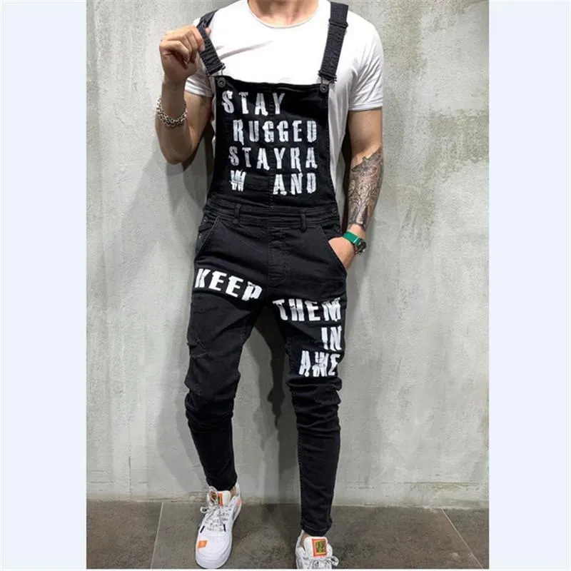 Heren jeans 2022 Heren Gescheurde Jumpsuits Shorts Zomer Hi Street Distressed Denim Bib Overalls voor man jarretelle broek