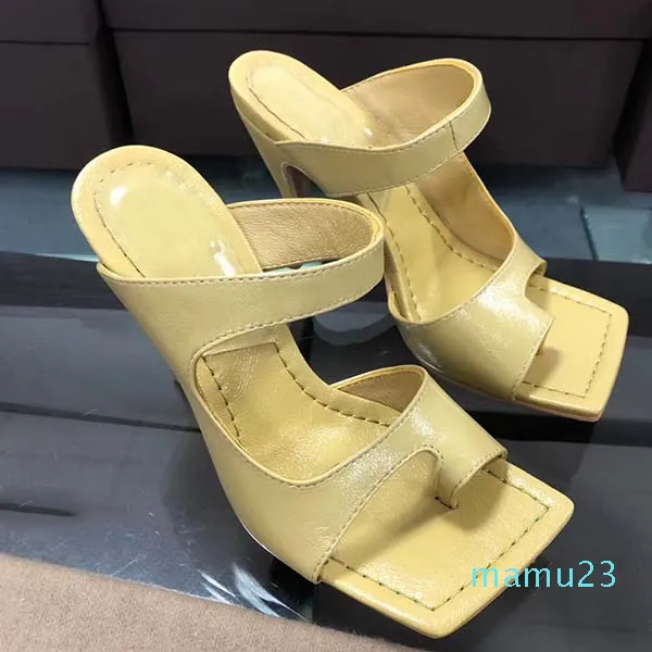 2022 Женщина Платье Обувь Роскошный Флип Флоп Nappa Dream Square Toe Sandal Дамы Повседневная Тапочки Высокие каблуки с коробкой