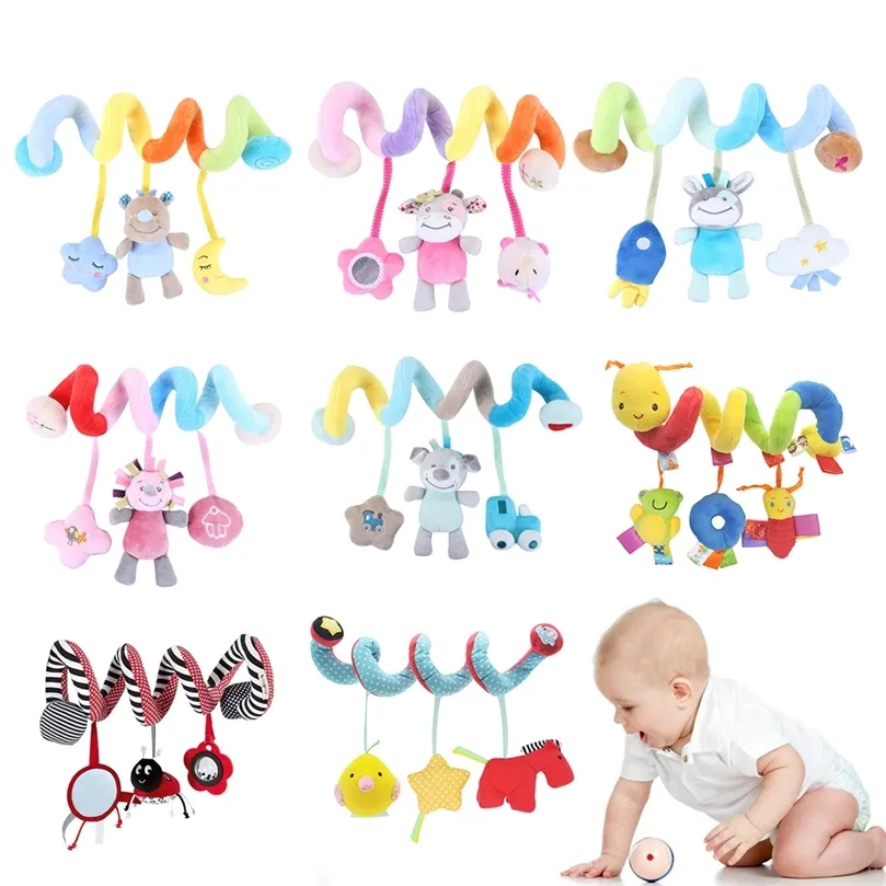 Educational Baby Rattles Mobiles Toys For Children Infant Activity Spiral Bed Crib Stroller Toy Car Seat Hanging Toys With Bells 220531