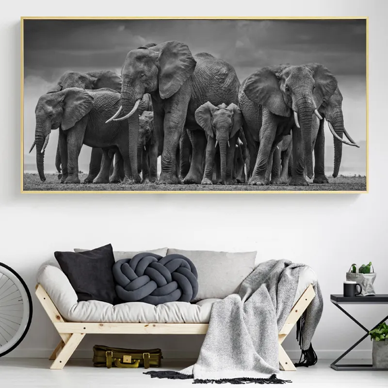 Leinwandmalerei afrikanische Elefantplakate und Drucke Tiere Wandkunst Bilder für Wohnzimmer Cuadros moderne Wohnkultur ohne Rahmen