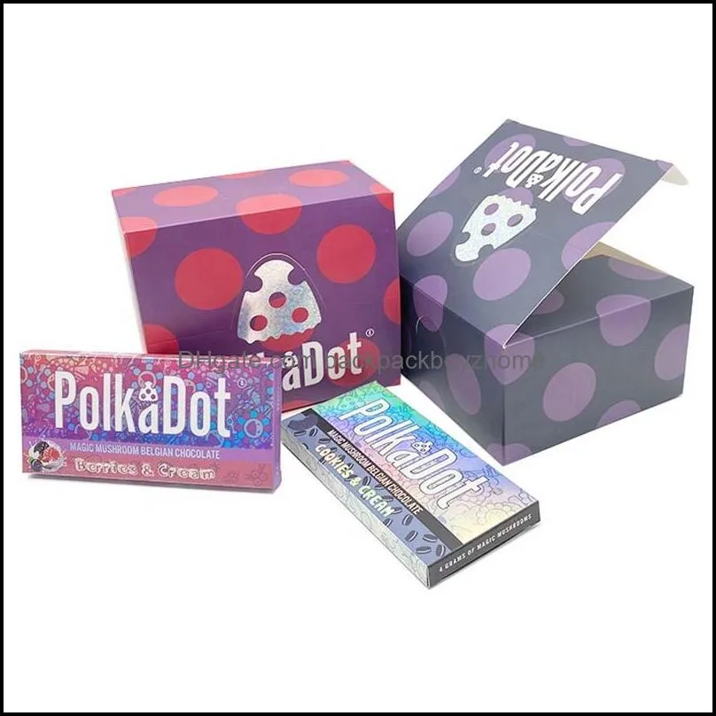Polkadot Mushroom Chocolate Bar Box Milk with Display Box QR Code Stickers
