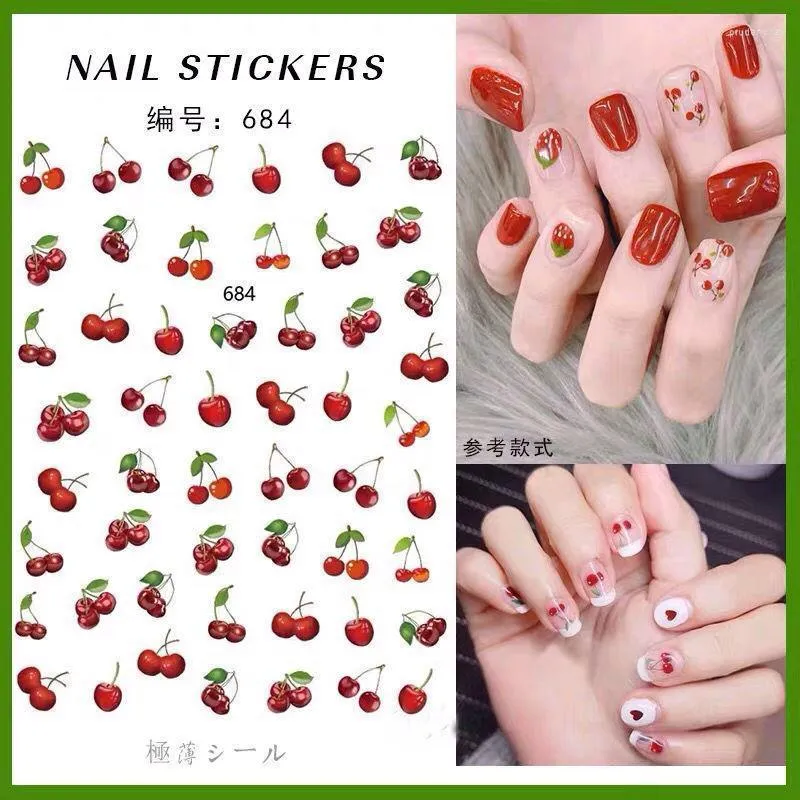 Adesivi Decalcomanie Nail Art Foglie verdi Retro Fiori secchi Ciliegia estiva Avocado Cactus Strumenti per manicure Decorativo Prud22