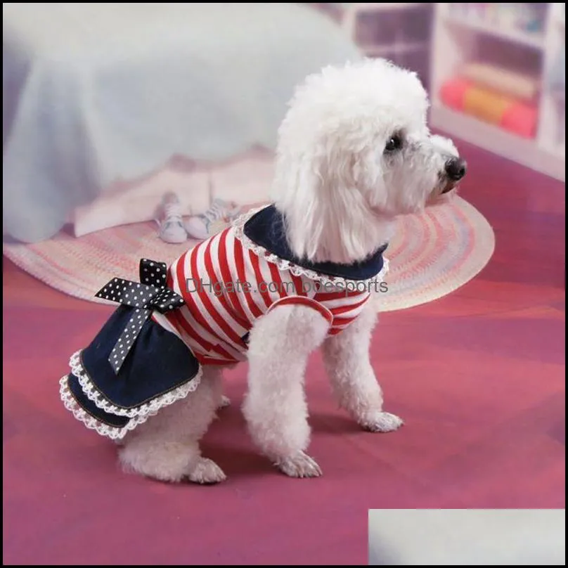 OUTROS PET SUMPRIMENTOS DE PET Home Garden Puppy Dog Stripe Costume Princess Dress Lace PLEELEAD LAPEL PROJETO DOMIM DAPA DRIA 2021 OVKH6