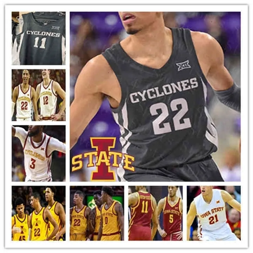 Chen37 2021 ISU IOWA State Cyclones Custom Rasir Bolton Tyrese Haliburton Solomon Young Prentiss Nixon Michael Jacobson Sewn Jersey 4XL