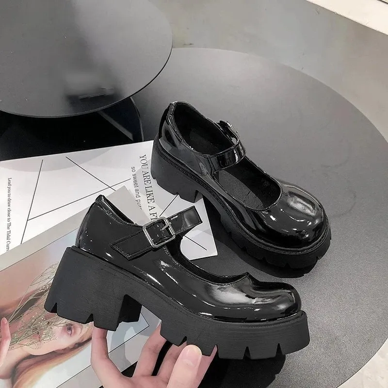 High Heels Vintage Mary Jane Platform Shoes Chunky Mary Jane Shoes