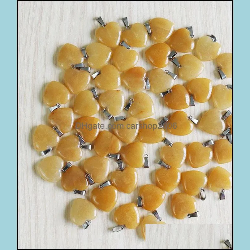 charms natural yellow jades stone love heart bead pendants 20mm for necklace jewelry marking woman wholesale