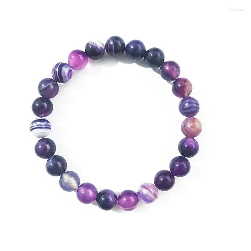 Beaded Strands Natural Purple Amethysts Agates Chalcedony Stone Pärlor Armbandsmycken för kvinnor män femme Homme Gem Gift Lars22