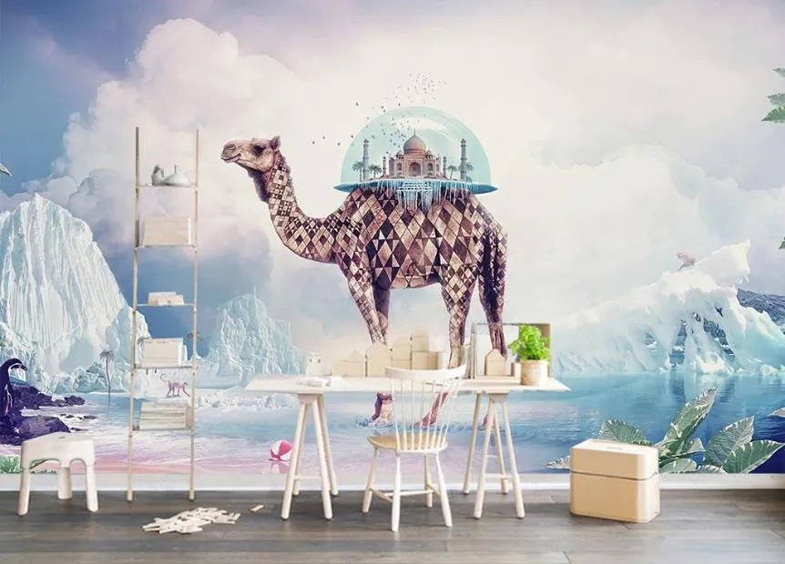 Matériau de haute qualité 3D Papier peint Mural Stéréoscopique pour murs Style européen Moderne Moderne Glacier Sky Tree Arbre Fond Mur Fond D'écran Fonds d'écran