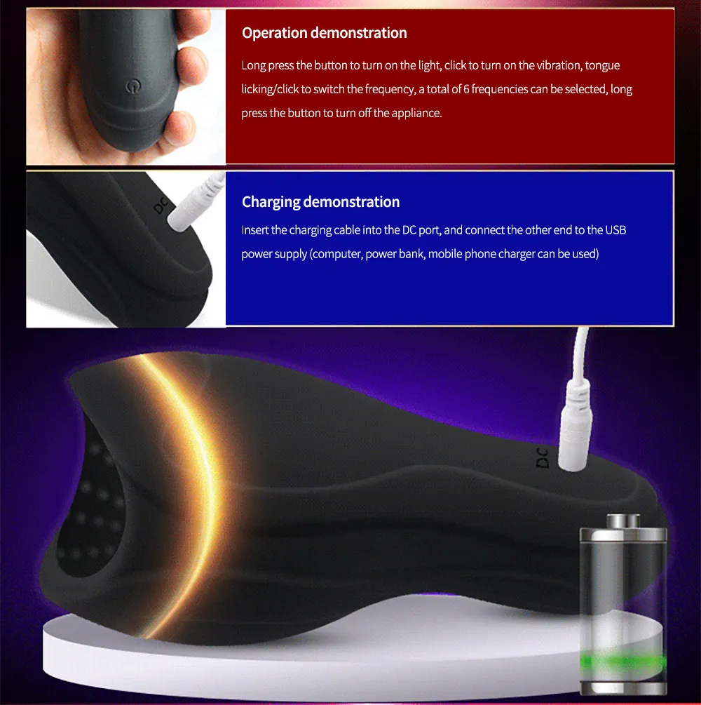 6-Speed Male amovibe male masturbators cup for...