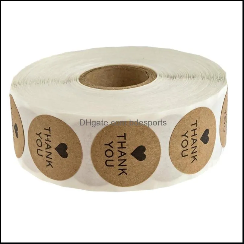Round Kraft Wedding Thanks Decor Stickers Student Stickers Thank You Stickers/500 Labels Per Roll