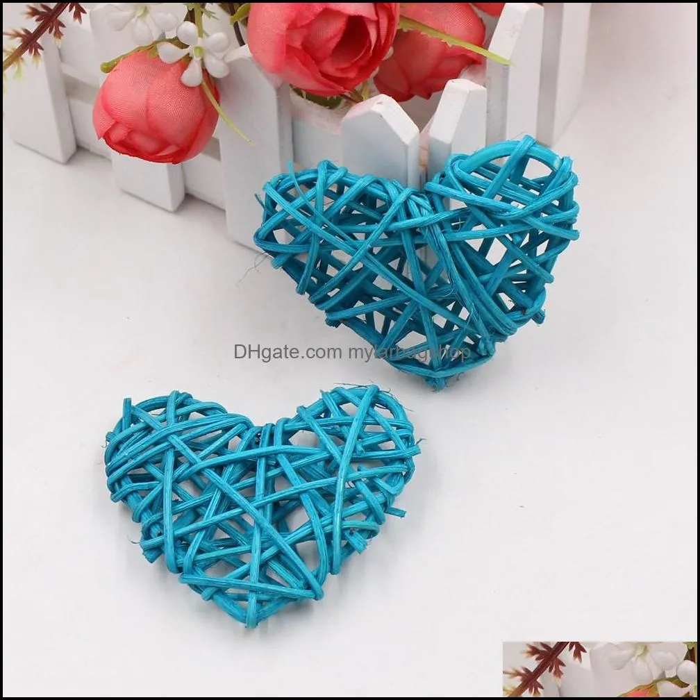 Decorative Flowers & Wreaths 5pcs/lot 6cm Rattan Love Artificial Straw Ball For Birthday Party Wedding Decoration Christmas Decor Home