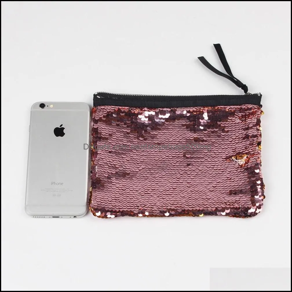 Mermaid Sequin Clutch Bag 19*15cm Women Reversible Sequins Glitter Handbag Evening Clutch Bag pencil bags Wallet Purse Cosmetic Storage