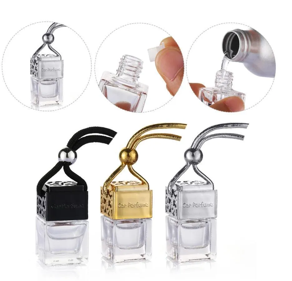 Car Air Freshener Scent Perfume Bottle Ornament Essential Oil Diffuser Fragrance Hanging Empty Bottle Interior Accessory