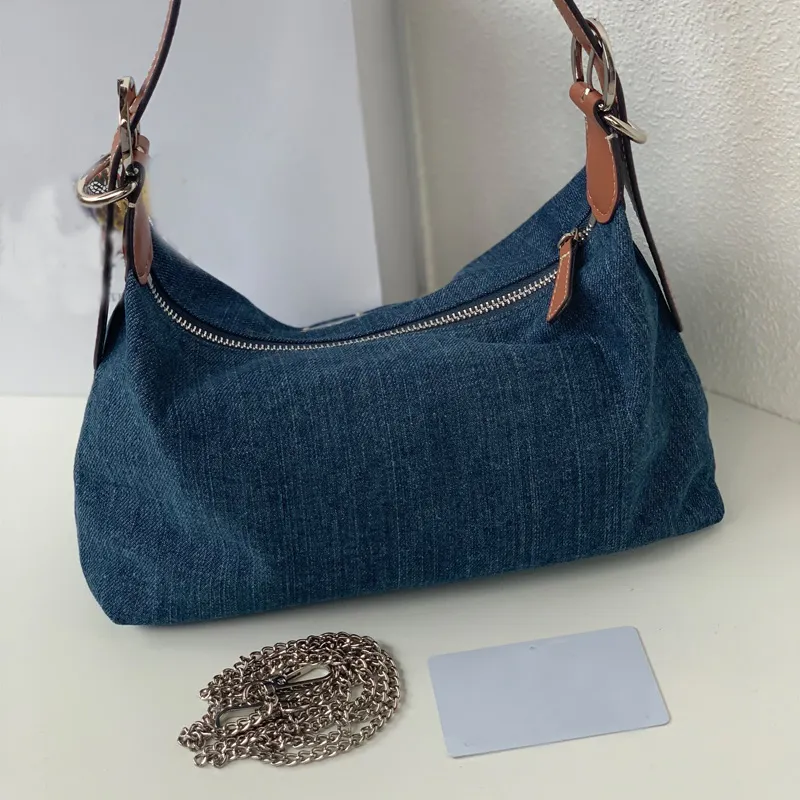 Denim Blue Shoulder Sling Bag Women Bags Tote Purse Female Wallet Pouch Black Triangle Clutch Wallets Nylon Letter Totes