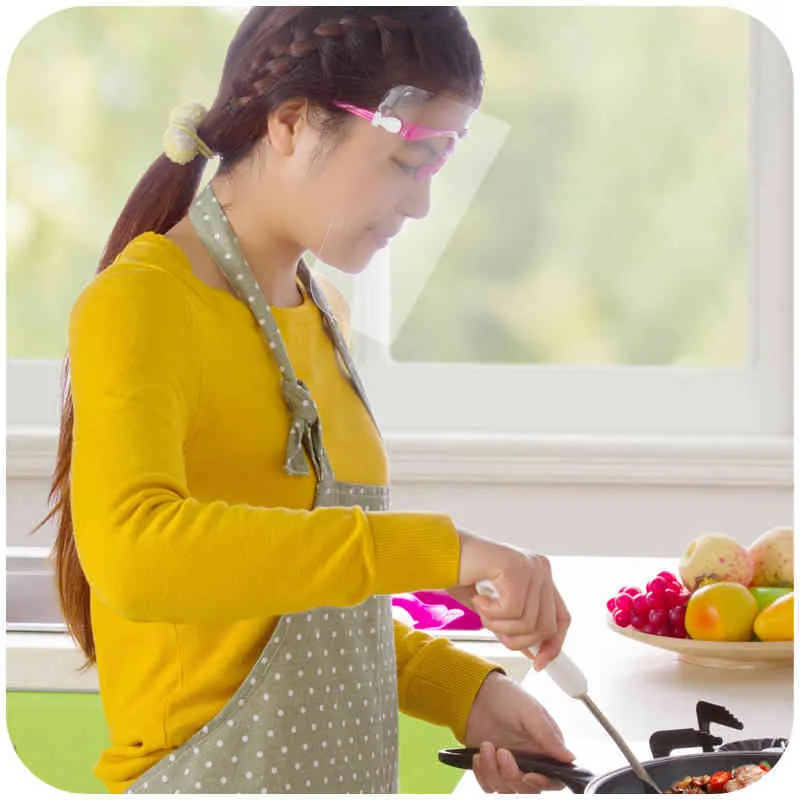Klara glasögon ansikte sköld full plastskyddsmask reusabletransparent anti-dimvakt mot olje damm stänk kök matlagning vtm tl0682